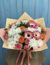 Букет цветов из:  Розы, Герберы и Хризантемы #REPLACE_PRED# Оболенске