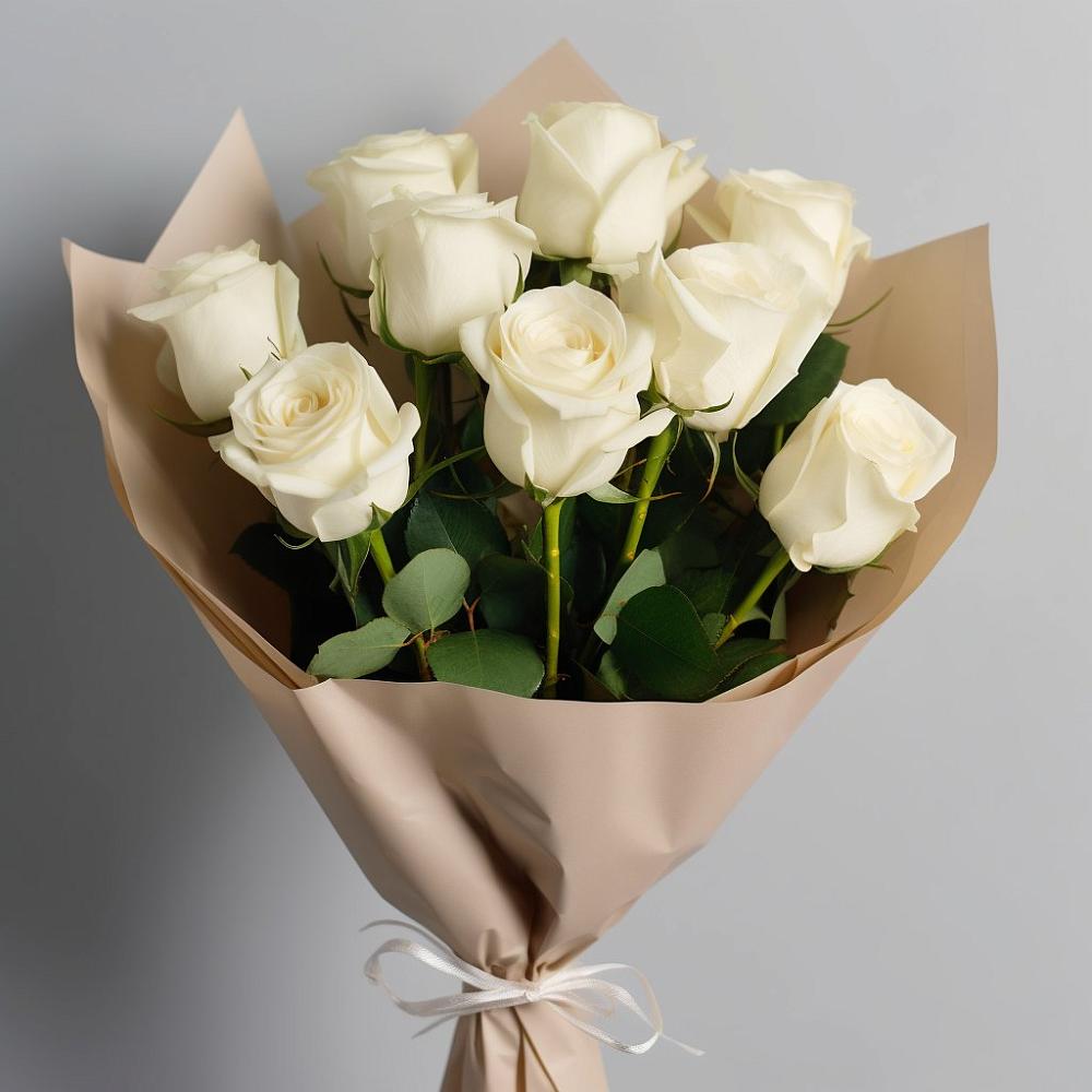 Букет 9 Белых роз Эдлесс Лав в Оболенске