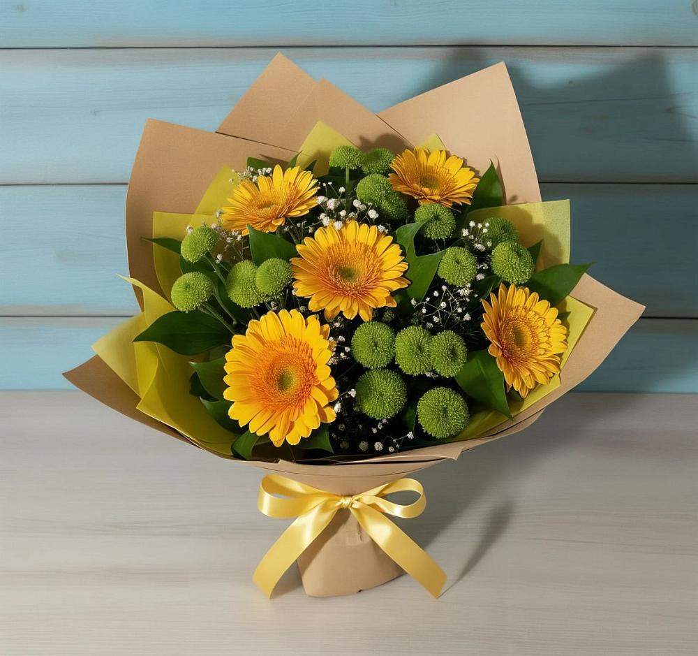 Букет цветов из: Герберы и Хризантемы в Оболенске