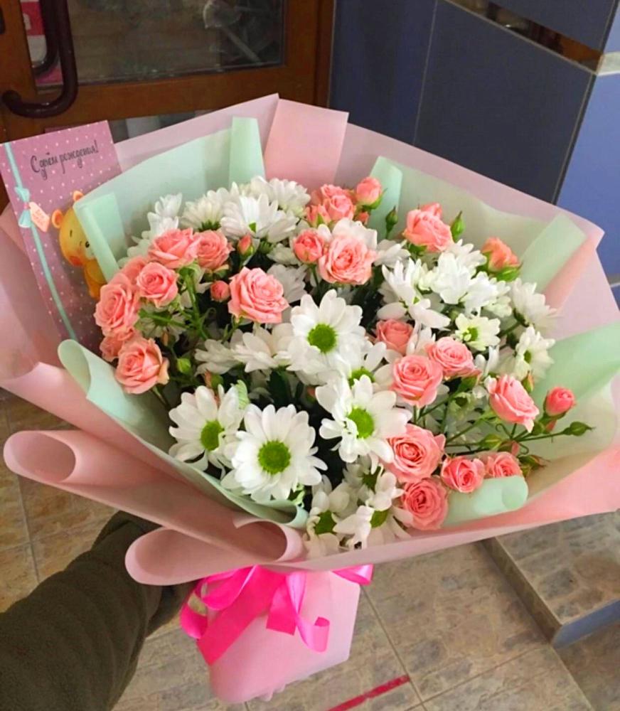 Букет цветов из: Розы и Хризантемы в Оболенске