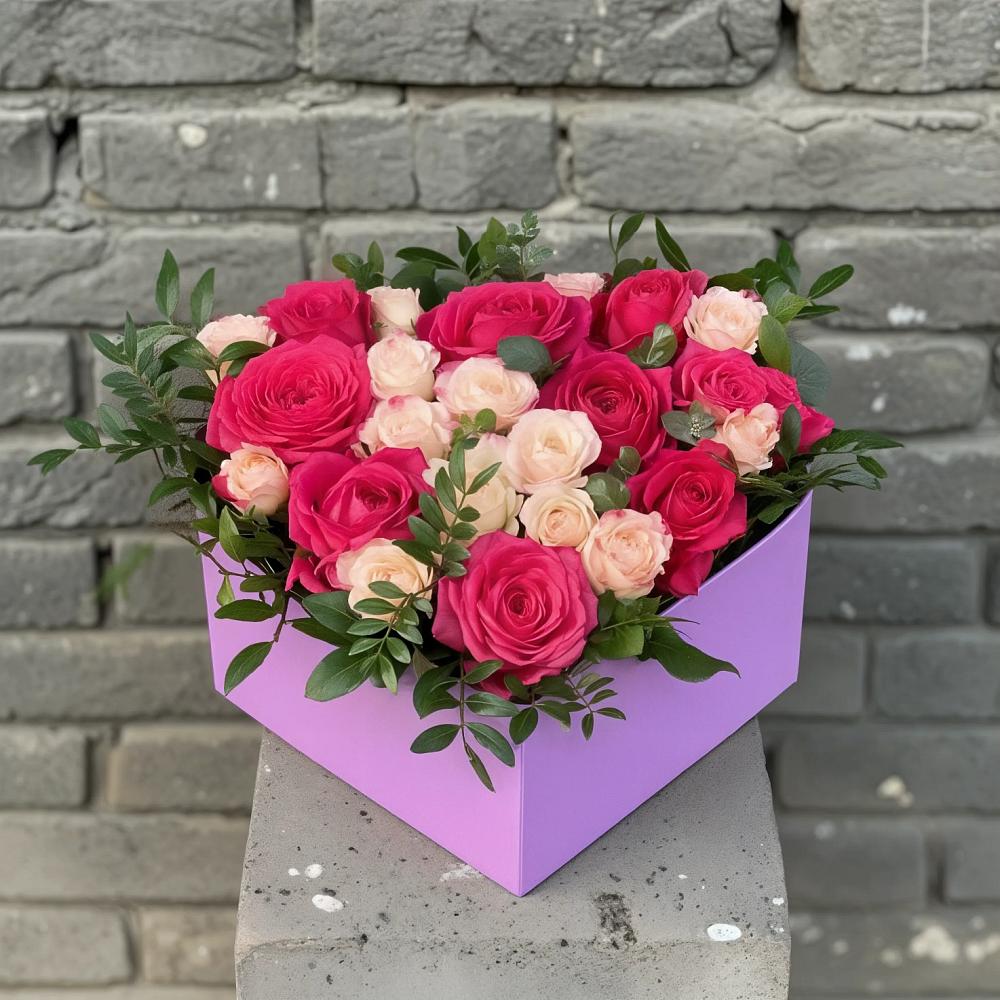 Цветочная композиция из Розы в коробке в Оболенске