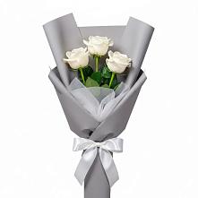 Букет 3 белые розы в Оболенске