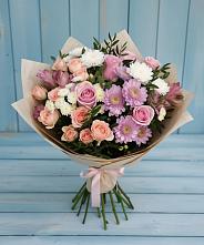 Букет цветов из:  Хризантемы, Розы и Альстромерии #REPLACE_PRED# Оболенске