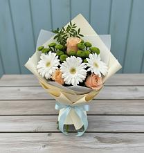 Букет цветов из:  Герберы, Розы и Хризантемы в Оболенске